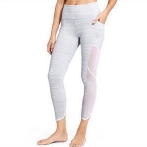 Athleta grey textured jacquard hi-rise mesh Chaturanga tights. Size‎ small. EUC